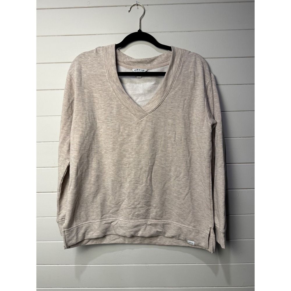 ORVIS Classic‎ Collection V Neck Sweatshirt Oatmeal Heathered Size S